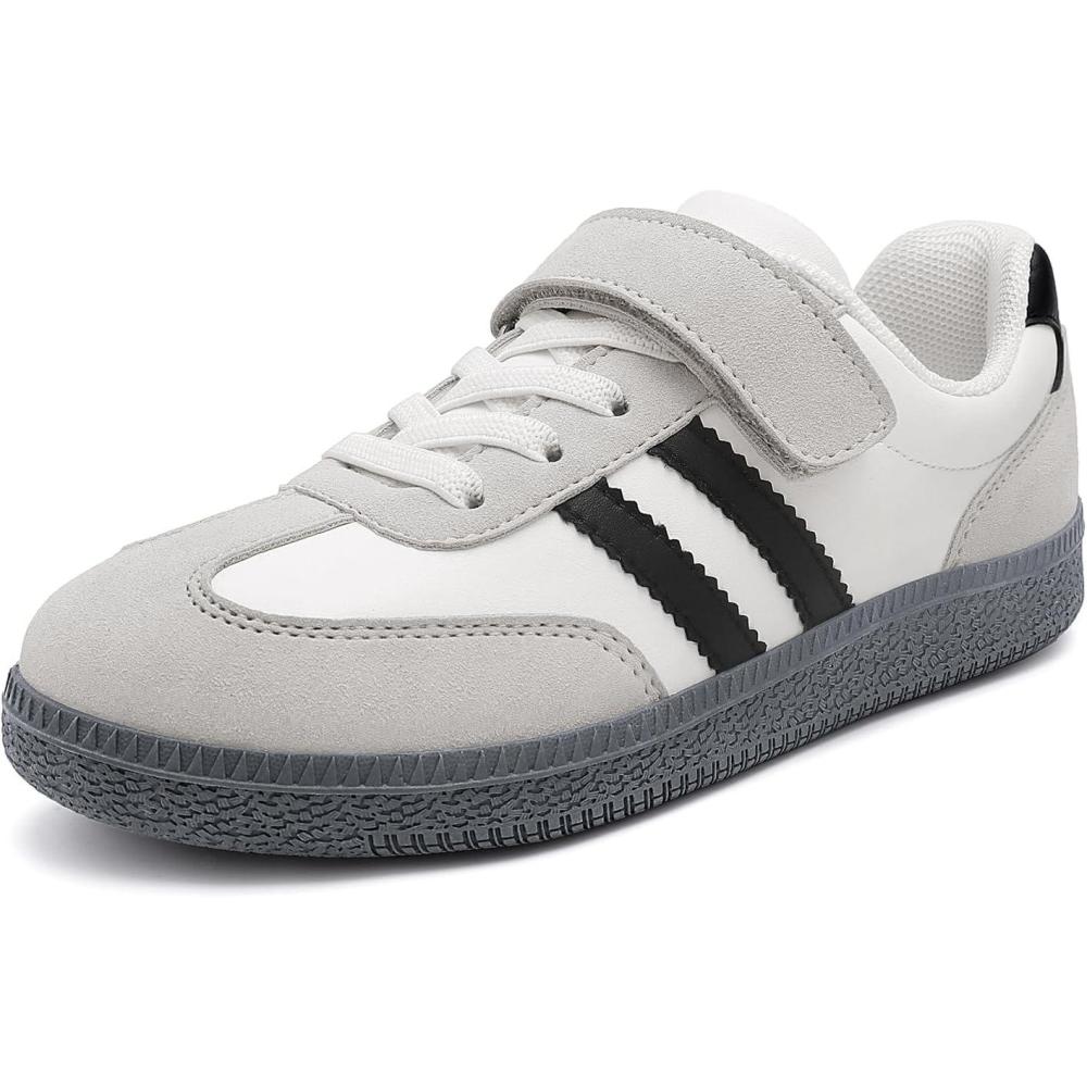 imageRihero Boys Girls Sneakers Kids Cute School Uniform Shoes Slip on Walking Sneakers for ToddlerLittle KidBig KidWhite