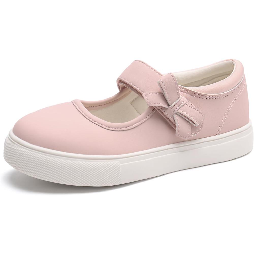 imageRihero Girls Sneakers Kids School Uniform Mary Jane Shoes Casual Walking Shoes for Toddler Little Big KidsPink