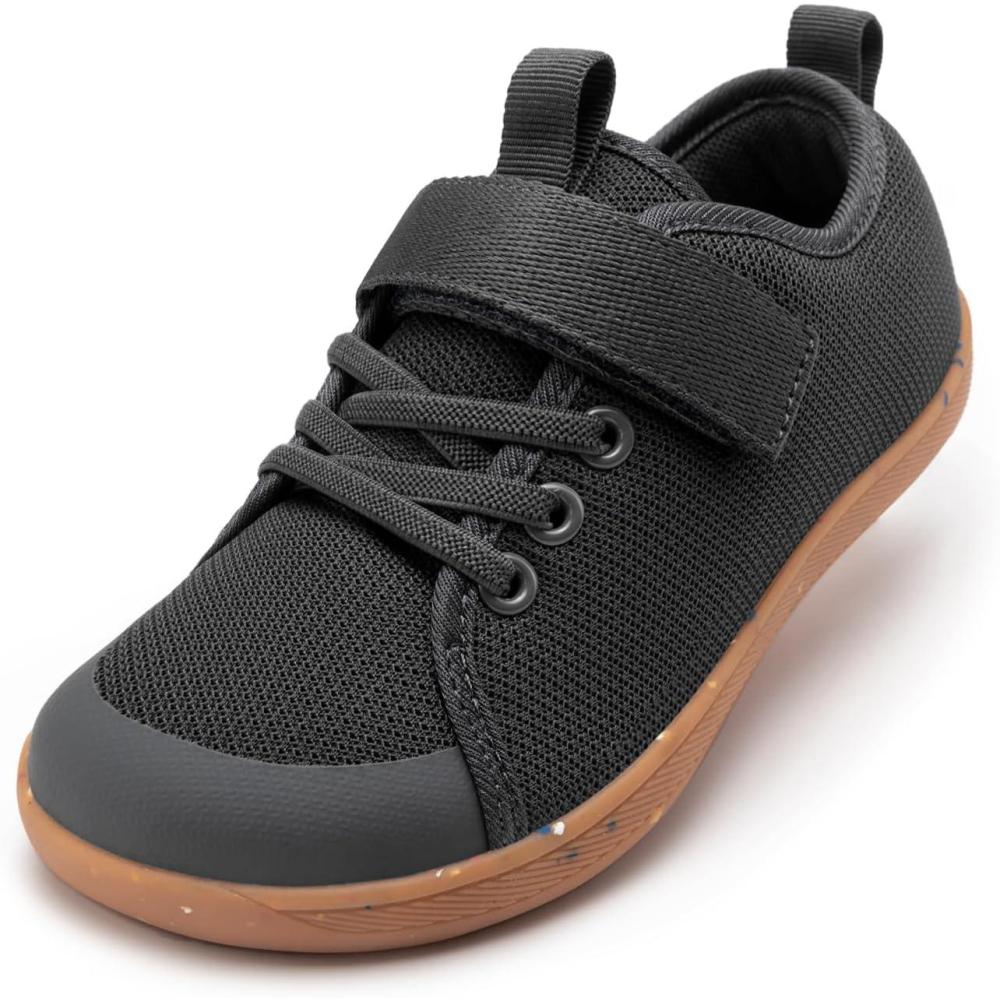 imageRihero Kids Barefoot Shoes Boys Girls Wide Toe Box Walking Shoes Breathable Toddler Little Big Kid SneakersGrey