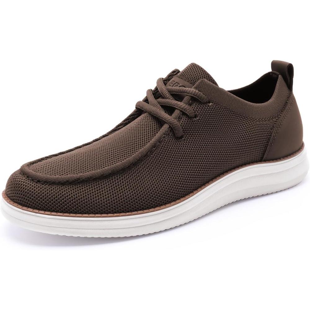 imageRihero Mens Casual Shoes Wide Loafers Comfortable Walking Slip On Lightweight Breathable Lace Up ShoesBrown