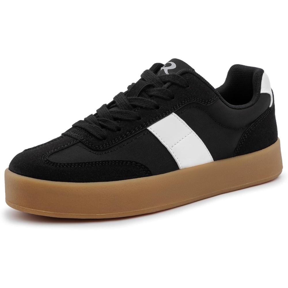 imageRihero Platform Sneakers for Women Comfortable Fashion Retro Sneakers Casual NonSlip Tennis Walking ShoesBlack