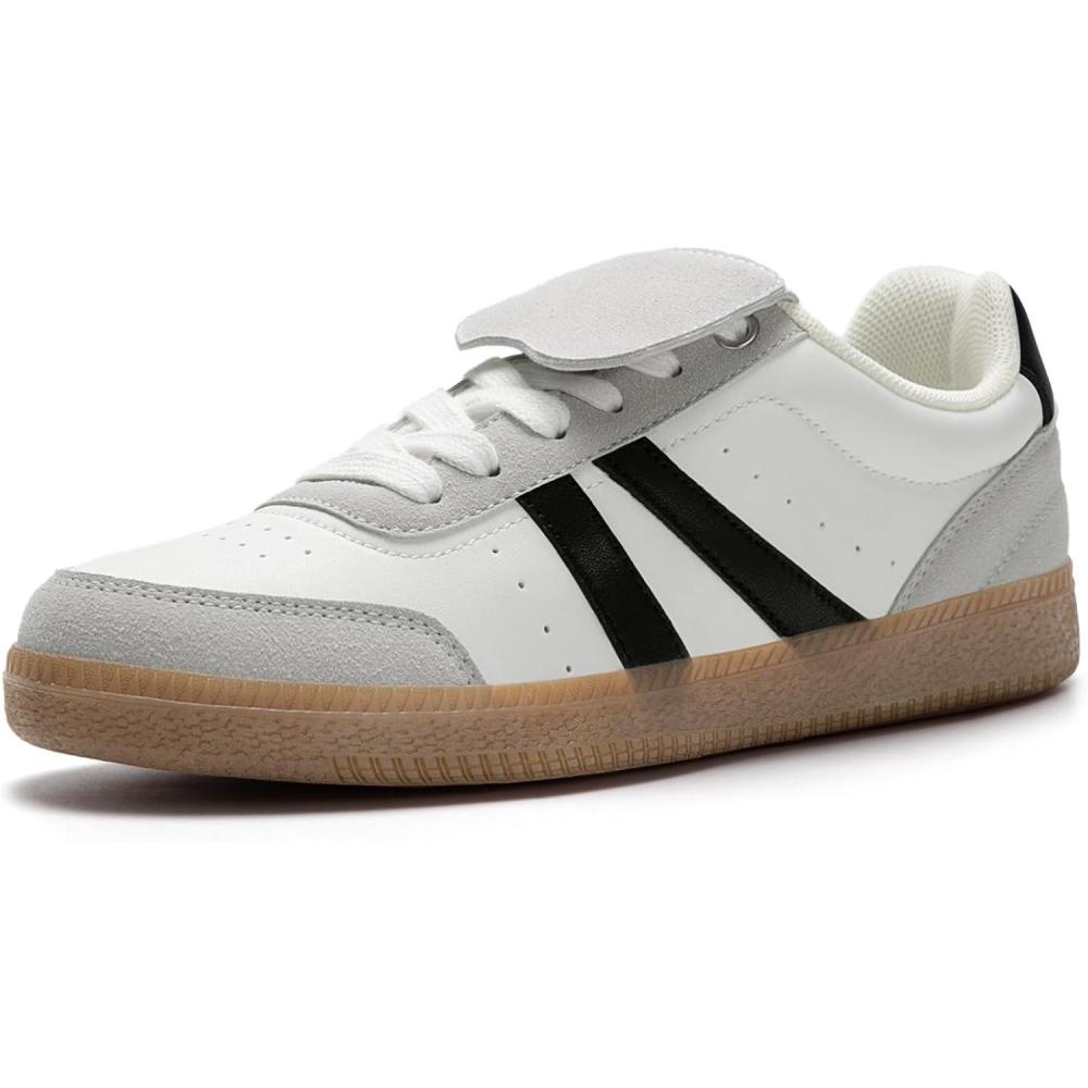 imageRihero Womens Fashion Sneakers Tennis Walking Shoes LaceUp Comfortable Non Slip Casual SneakersWhite Black
