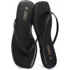 Rihero Flip Flops for Women Comfortable Square Toe Beach Sandals Slip On Leather Thong Flat Sandals Dressy(Black)