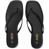 Rihero Flip Flops for Women Comfortable Square Toe Beach Sandals Slip On Leather Thong Flat Sandals Dressy(Black)