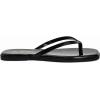 Rihero Flip Flops for Women Comfortable Square Toe Beach Sandals Slip On Leather Thong Flat Sandals Dressy(Black Patent)