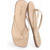 Rihero Flip Flops for Women Comfortable Square Toe Beach Sandals Slip On Leather Thong Flat Sandals Dressy(Nude Patent)