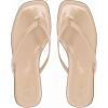 Rihero Flip Flops for Women Comfortable Square Toe Beach Sandals Slip On Leather Thong Flat Sandals Dressy(Nude Patent)