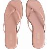 Rihero Flip Flops for Women Comfortable Square Toe Beach Sandals Slip On Leather Thong Flat Sandals Dressy(Pink)