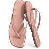 Rihero Flip Flops for Women Comfortable Square Toe Beach Sandals Slip On Leather Thong Flat Sandals Dressy(Pink)