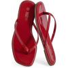 Rihero Flip Flops for Women Comfortable Square Toe Beach Sandals Slip On Leather Thong Flat Sandals Dressy(Red Patent)