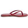 Rihero Flip Flops for Women Comfortable Square Toe Beach Sandals Slip On Leather Thong Flat Sandals Dressy(Red Patent)