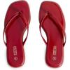 Rihero Flip Flops for Women Comfortable Square Toe Beach Sandals Slip On Leather Thong Flat Sandals Dressy(Red Patent)