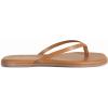 Rihero Flip Flops for Women Comfortable Square Toe Beach Sandals Slip On Leather Thong Flat Sandals Dressy(Tan)