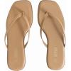 Rihero Flip Flops for Women Comfortable Square Toe Beach Sandals Slip On Leather Thong Flat Sandals Dressy(Taupe)