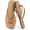 Rihero Flip Flops for Women Comfortable Square Toe Beach Sandals Slip On Leather Thong Flat Sandals Dressy(Taupe)