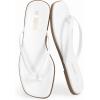 Rihero Flip Flops for Women Comfortable Square Toe Beach Sandals Slip On Leather Thong Flat Sandals Dressy(White)