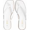 Rihero Flip Flops for Women Comfortable Square Toe Beach Sandals Slip On Leather Thong Flat Sandals Dressy(White)