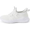 Rihero Girls Tennis Shoes Kids Running Shoes Toddler Lace-Up Lightweight Walking Slip On Sneakers(White)