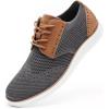 Rihero Men’s Fashion Dress Sneakers Business Oxfords Comfortable Casual Walking Shoes Lightweight Mesh Breathable Tennis Shoes(Grey)