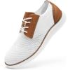 Rihero Men’s Fashion Dress Sneakers Business Oxfords Comfortable Casual Walking Shoes Lightweight Mesh Breathable Tennis Shoes(White)
