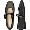 Rihero Mesh Ballet Flats for Women Square Toe Mary Jane Flats Comfortable Casual Ballerina Shoes(Black)