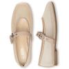Rihero Mesh Ballet Flats for Women Square Toe Mary Jane Flats Comfortable Casual Ballerina Shoes(Nude)