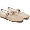 Rihero Mesh Ballet Flats for Women Square Toe Mary Jane Flats Comfortable Casual Ballerina Shoes(Nude)