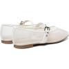 Rihero Mesh Ballet Flats for Women Square Toe Mary Jane Flats Comfortable Casual Ballerina Shoes(White)
