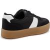 Rihero Platform Sneakers for Women Comfortable Fashion Retro Sneakers Casual Non-Slip Tennis Walking Shoes(Black)