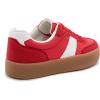 Rihero Platform Sneakers for Women Comfortable Fashion Retro Sneakers Casual Non-Slip Tennis Walking Shoes(Red)