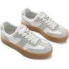 Rihero Platform Sneakers for Women Comfortable Fashion Retro Sneakers Casual Non-Slip Tennis Walking Shoes(White)