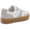 Rihero Platform Sneakers for Women Comfortable Fashion Retro Sneakers Casual Non-Slip Tennis Walking Shoes(White)