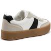 Rihero Platform Sneakers for Women Comfortable Fashion Retro Sneakers Casual Non-Slip Tennis Walking Shoes(White Black)