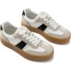 Rihero Platform Sneakers for Women Comfortable Fashion Retro Sneakers Casual Non-Slip Tennis Walking Shoes(White Black)