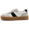 Rihero Platform Sneakers for Women Comfortable Fashion Retro Sneakers Casual Non-Slip Tennis Walking Shoes(White Black)