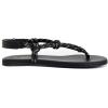Rihero Rope Thong Sandals for Women Ankle Strap Slip On Comfortable Beach Flat Sandals(Black)