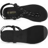 Rihero Rope Thong Sandals for Women Ankle Strap Slip On Comfortable Beach Flat Sandals(Black)