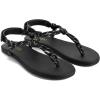 Rihero Rope Thong Sandals for Women Ankle Strap Slip On Comfortable Beach Flat Sandals(Black)