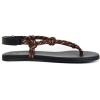 Rihero Rope Thong Sandals for Women Ankle Strap Slip On Comfortable Beach Flat Sandals(Brown)