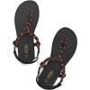 Rihero Rope Thong Sandals for Women Ankle Strap Slip On Comfortable Beach Flat Sandals(Brown)