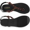 Rihero Rope Thong Sandals for Women Ankle Strap Slip On Comfortable Beach Flat Sandals(Brown)