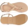 Rihero Rope Thong Sandals for Women Ankle Strap Slip On Comfortable Beach Flat Sandals(Nude)