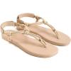 Rihero Rope Thong Sandals for Women Ankle Strap Slip On Comfortable Beach Flat Sandals(Nude)