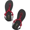 Rihero Rope Thong Sandals for Women Ankle Strap Slip On Comfortable Beach Flat Sandals(Red)