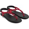 Rihero Rope Thong Sandals for Women Ankle Strap Slip On Comfortable Beach Flat Sandals(Red)