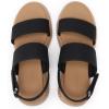Rihero Women’s Comfortable Walking Sandals Casual Summer Outdoor Open Toe Low Flatform Platform Wedge Sandals(02 Black)