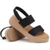 Rihero Women’s Comfortable Walking Sandals Casual Summer Outdoor Open Toe Low Flatform Platform Wedge Sandals(02 Black)