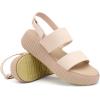 Rihero Women’s Comfortable Walking Sandals Casual Summer Outdoor Open Toe Low Flatform Platform Wedge Sandals(Nude)