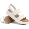 Rihero Women’s Comfortable Walking Sandals Casual Summer Outdoor Open Toe Low Flatform Platform Wedge Sandals(White)