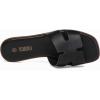 Rihero Women’s Dressy Flat Sandals Comfortable Slip On Leather Slide Sandals(Black)